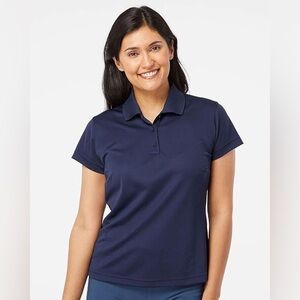 adidas Womens  Climalite Textured Solid Golf Polo Shirt navy size large